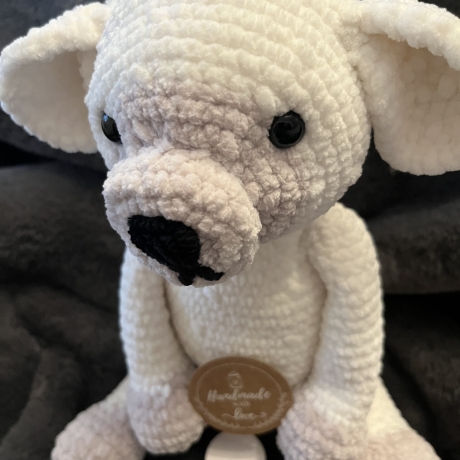 Baby Spieluhr Schaf gehäkelt handmade Geschenk Geburt neu