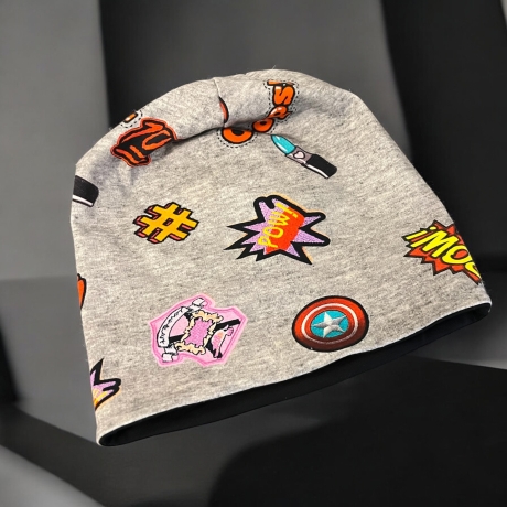 Beanie Mütze mit Schal Kinder Pandabären Mütze Schal Set grau 