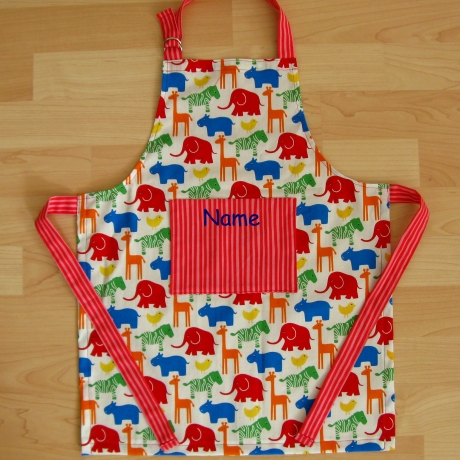 Kinderschürze - Zootiere - auf Wunsch personalisiert