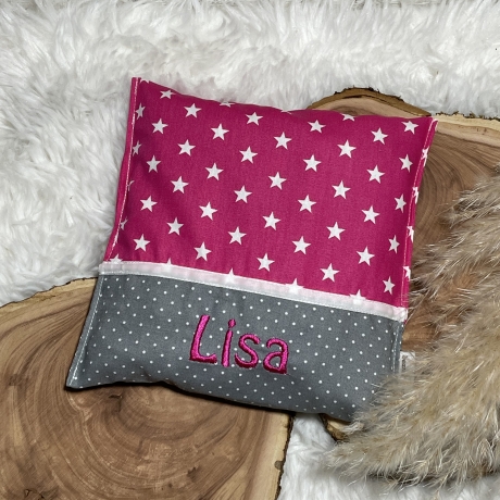 Kirschkernkissen mit Name bestickt♥Wärmekissen♥pink