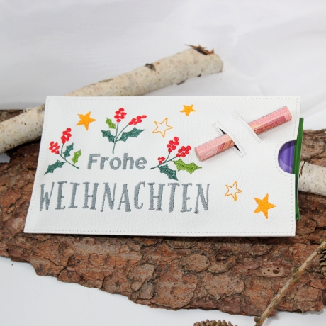 Stickdatei Schokohülle Weihnachten für Geldgeschenke