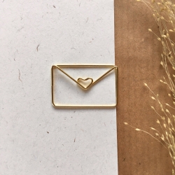 Herzenspost • 5 Büroklammern Briefumschlag Herz gold