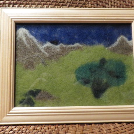 Landschaftsbild, gefilzt, mit Bilderrahmen