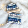 Mütze und Loop Set Kinder Norwegermuster I Mütze Sweat Halssocke 