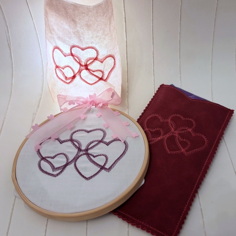 7x Stickdatei Herzen Solo plus ITH Schokohülle und Lichtbeutel