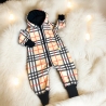Overall Softshell Kinder mit Knopfleiste und Kapuze I Karomuster