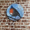 Handgemaltes Bild  rund 30 cm Acryl Leinwand Rotkelchen Mütze 