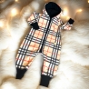 Overall Softshell Kinder mit Knopfleiste und Kapuze I Karomuster