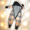 Overall Softshell Kinder mit Knopfleiste und Kapuze I Karomuster