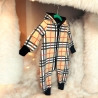 Overall Softshell Kinder mit Knopfleiste und Kapuze I Karomuster