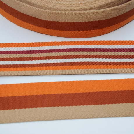 Gurtband 40 mm Streifen orange beige Töne gestreift RESTmenge