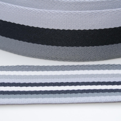 Gurtband 40 mm Streifen grau Töne schwarz gestreift