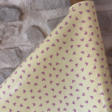 beschichtete Baumwolle Herzen gelb lila AU Maison Hearts yellow