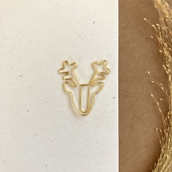 5 Büroklammern Hirsch gold Weihnachten Deko Geschenk