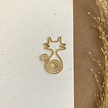 5 Büroklammern Katze gold Deko Geschenk BuJo