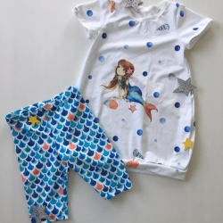 Set Kleid und Leggins Meerjungfrau Größen 74-128