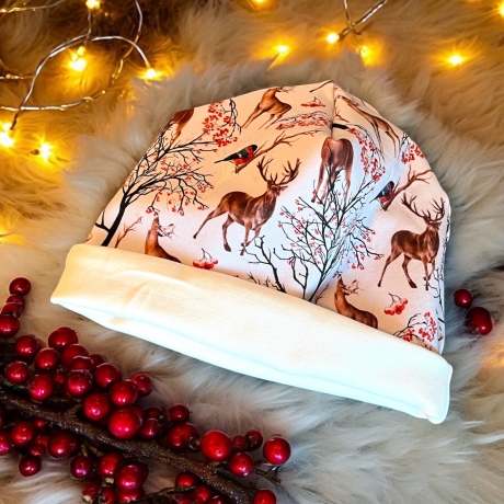 Mütze und Loop Set Mädchen Hirsche flieder I Mütze Sweat 