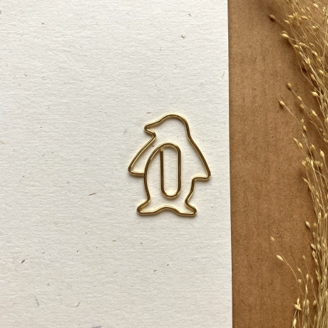 5 Büroklammern Pinguin gold Weihnachten Deko Geschenk