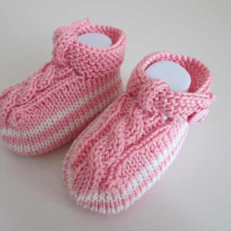 rosa weiß gestreifte Babyschuhe 0-3 Monate mit Riemchen