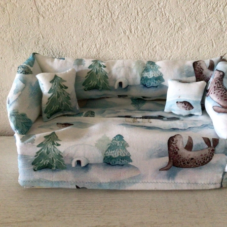 Deko-Sofa KosmetikboxSofa TaschentücherboxSofa - Robbe im Schnee