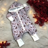 Overall Baby Sweat mit Knopfleiste und Kapuze I flieder mit Rehen