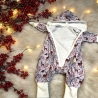 Overall Baby Sweat mit Knopfleiste und Kapuze I flieder mit Rehen