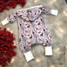 Overall Baby Sweat mit Knopfleiste und Kapuze I flieder mit Rehen