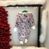 Overall Baby Sweat mit Knopfleiste und Kapuze I flieder mit Rehen