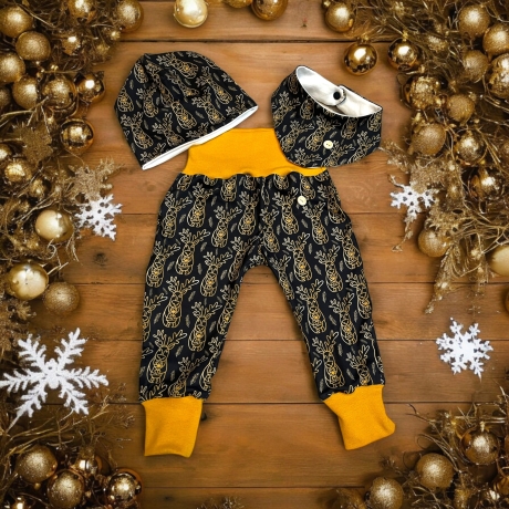 Weihnachtsoutfit marine goldene Rentiere I Rentierköpfe I Baby