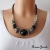 Perlen Kette Collier Statement Kette schwarz silberfarben