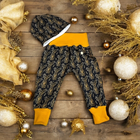 Weihnachtsoutfit marine goldene Rentiere I Rentierköpfe I Baby