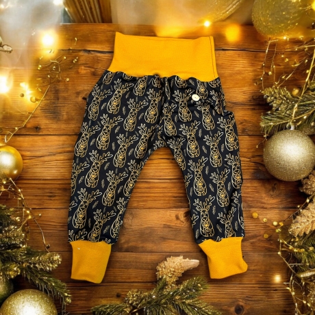 Weihnachtsoutfit marine goldene Rentiere I Rentierköpfe I Baby