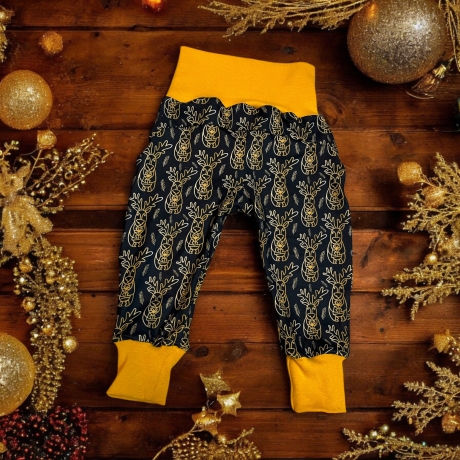 Weihnachtsoutfit marine goldene Rentiere I Rentierköpfe I Baby
