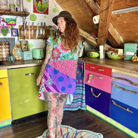 Vokuhila Kleid in A-Form Größe 38-42