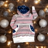 Kleid Winter Mädchen weiß, Hoodiekleid Weihnachten Norwegermuster