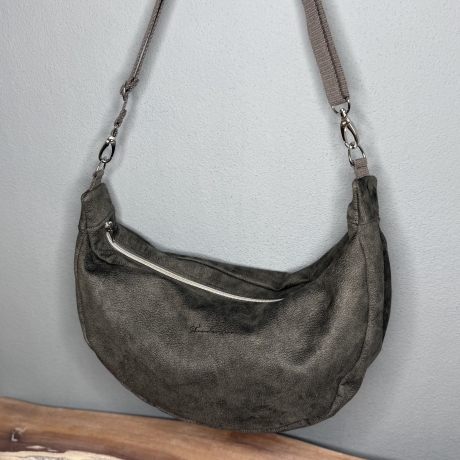 LuniBag grau/silber Veluors  Kunstleder 