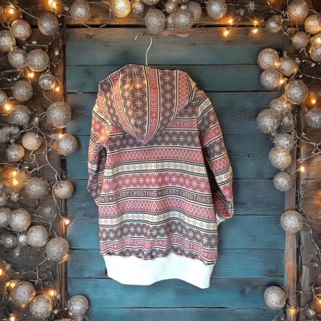 Kleid Winter Mädchen weiß, Hoodiekleid Weihnachten Norwegermuster