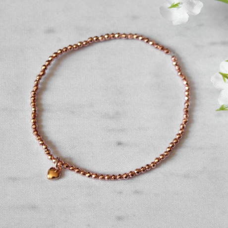 Hämatit & kleines Herz • Armband rosegold | Perlenarmband