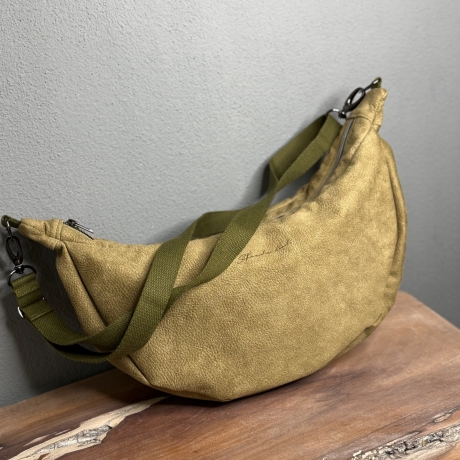 LuniBag olive Veluors  Kunstleder 