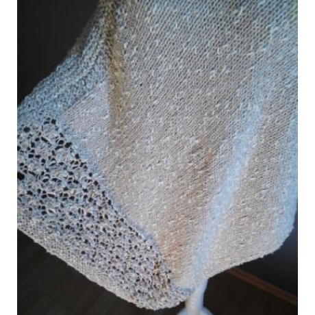 Poncho  Gr:S/M - handgestrickt - beige/weiß meliert - mit Muster