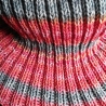 Schlauchschal-Kragenschal-orange,grau, weiß-handgestrickt