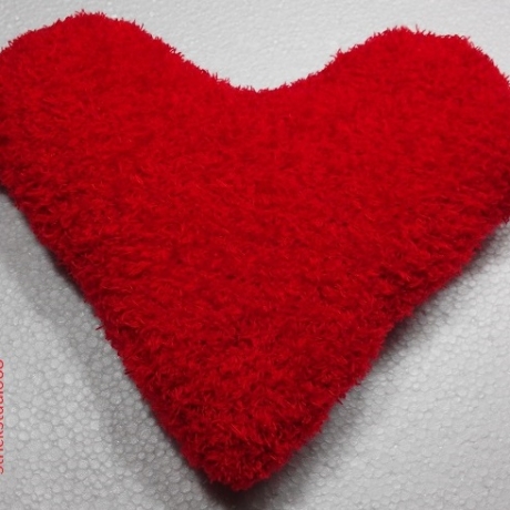 Kissen - Herzform - handgestrickt - rot