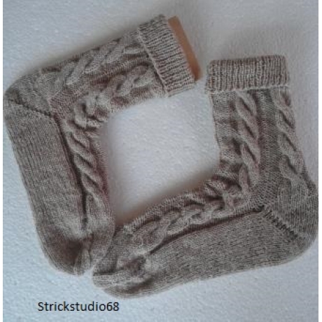 Socken mit Zopfmuster Gr.36/37 beige