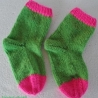 Kindersocken  Gr.22/23  handgestrickt mit 2 Neon-Farben