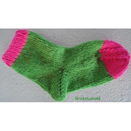 Kindersocken  Gr.22/23  handgestrickt mit 2 Neon-Farben