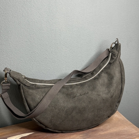 LuniBag grau/silber Veluors  Kunstleder 