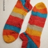 Sneaker Socken - handgestrickt - Gr.36/37 - bunt - Streifen  Zopf