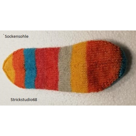 Sneaker Socken - handgestrickt - Gr.36/37 - bunt - Streifen  Zopf