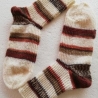 Socken Gr.38/39 handgestrickt Blockstreifen natur / braun