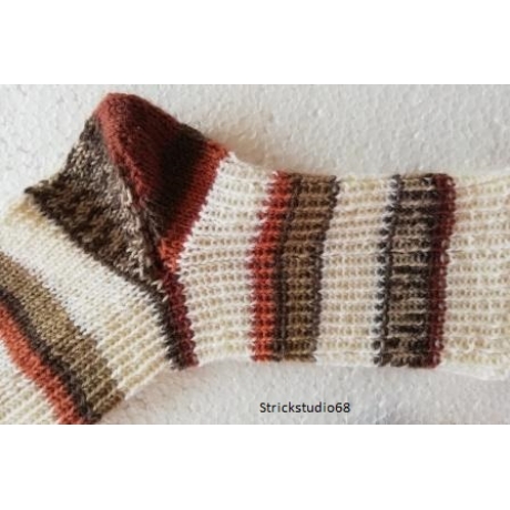 Socken Gr.38/39 handgestrickt Blockstreifen natur / braun